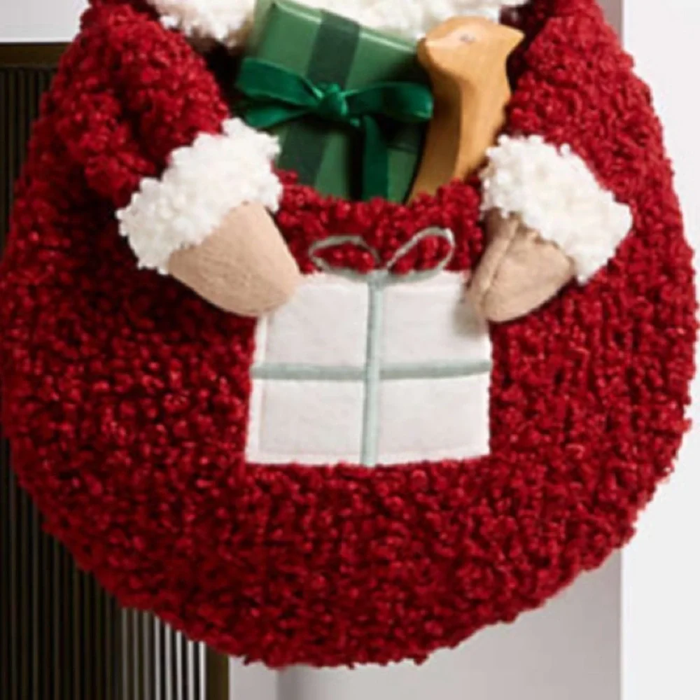 Crate & Barrel Sherpa Santa Kids Christmas Stocking